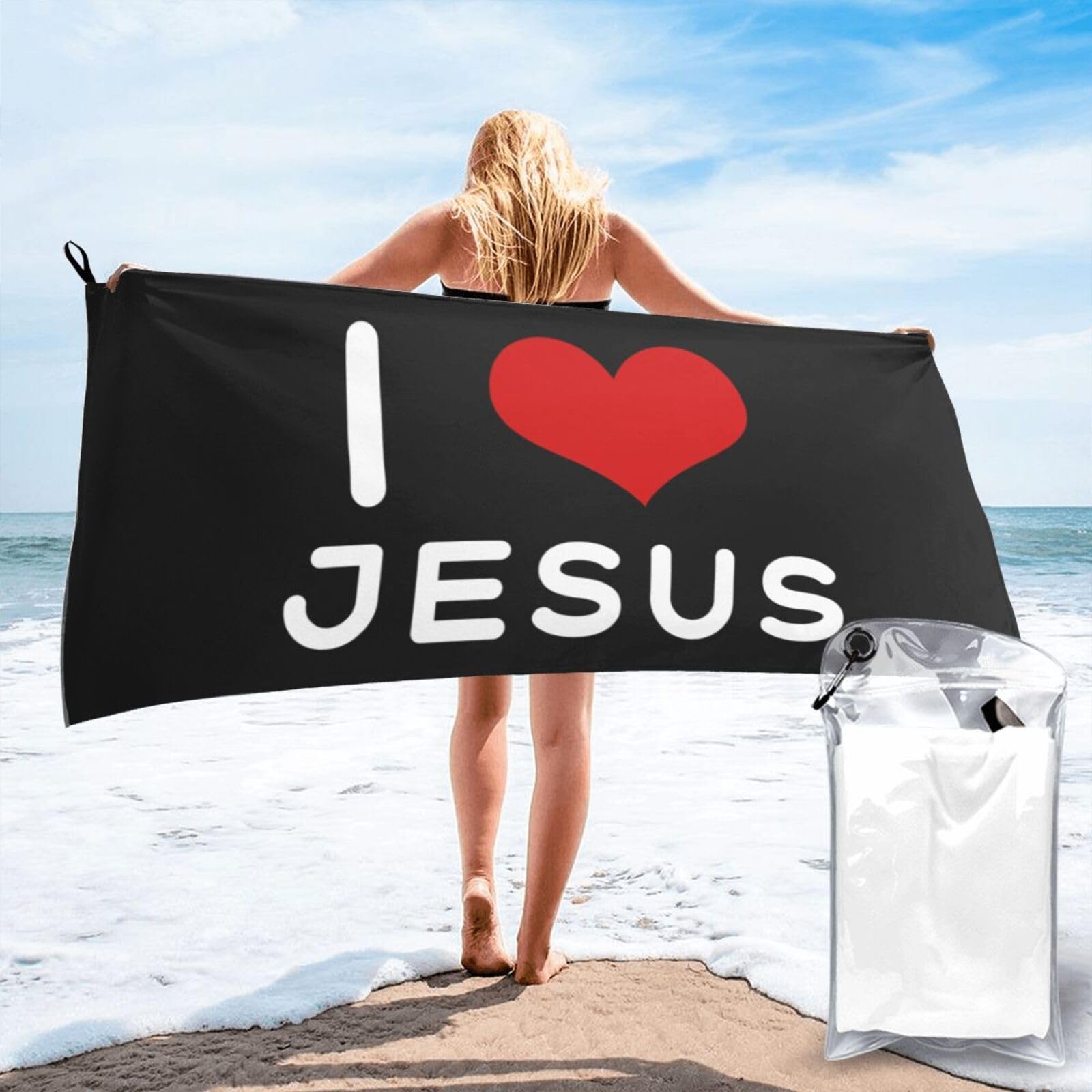 Amazon.com: Microfiber Beach Towel, I Love Jesus Large Bath Towels
