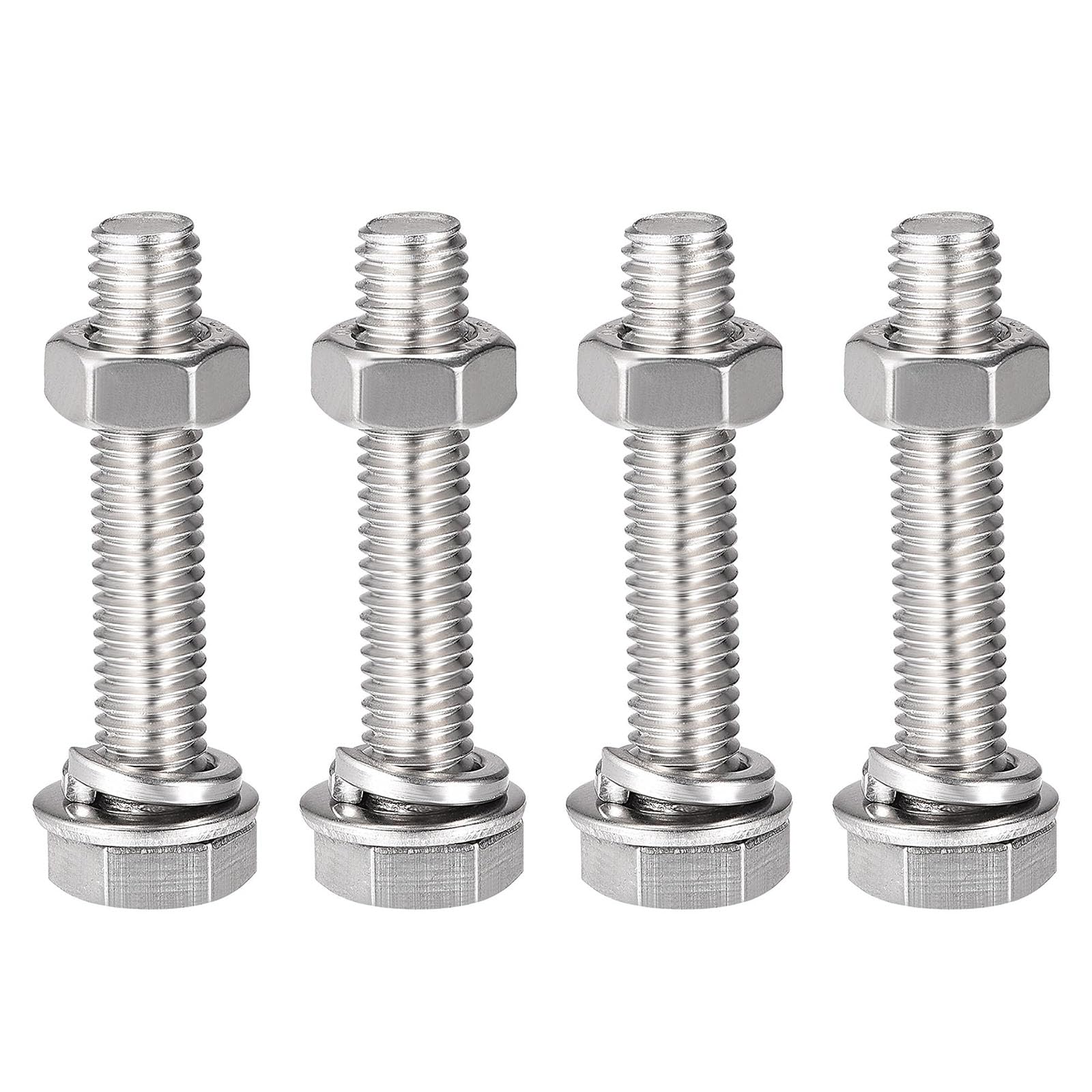 TOP-VIGOR 4Pcs M8 x 40mm Hex Head Screws Bolts, Nuts, Flat & Lock Washers Kits