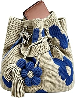 Handmade Crochet Flower Tote – Cotton Velvet 25x10x22cm | Boho Crochet Tote Bag, Kn…