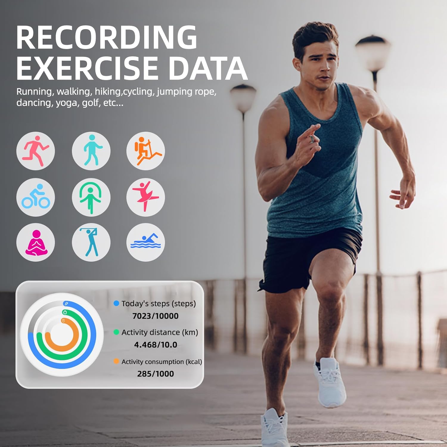 LCD Display Smart Ring - Sleep Tracker Touch Control Ring with Heart Rate/Blood Oxygen/Step Counter, Wireless Charging Dock, 5ATM Waterproof Fitness Tracker, No Subscription Fee for iOS/Android - Image 2