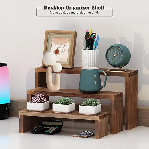 Miniatura 5 de Estante para plantas para escritorio, alféizar de ventana, encimera, soporte de suculentas, estante de escritorio de 3 niveles, escalera de mesa de