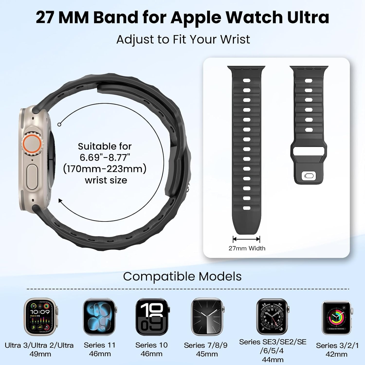 TiMOVO 6 Pack Sport Bands Compatible with Apple Watch Ultra 3/2/1 49mm 46mm 45mm 44mm 42mm for Men, Soft Silicone Replacement Strap for iWatch SE 3/2/1, Series 11 10 9 8 7 6 5 4 3 2 1 - Image 2