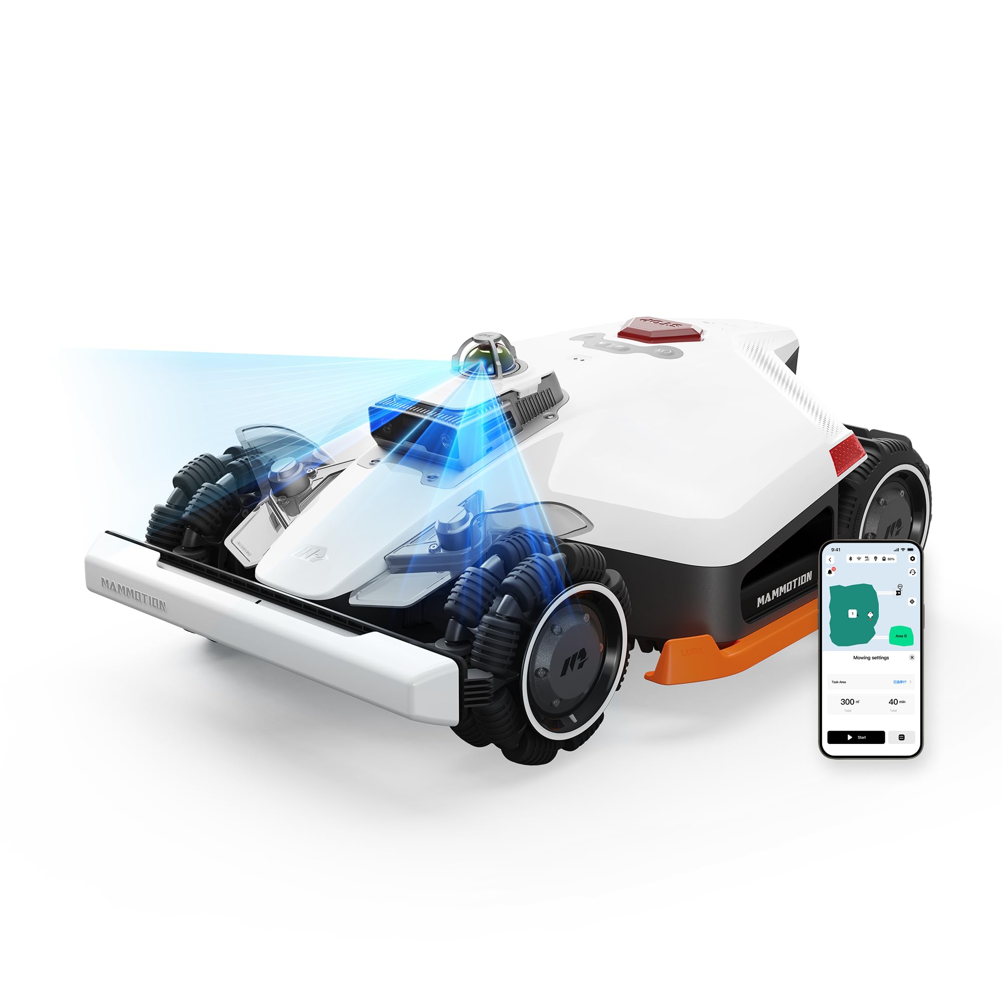 Mammotion LUBA 3 AWD 3000 robot koszący bez przewodu, Zalec. 3000 m² | 360° LiDAR + NetRTK + KI Vision Tri-Fusion pozycjonowanie, AWD do 80% nachylenia, Automatyczne mapowanie, do 30 stref
