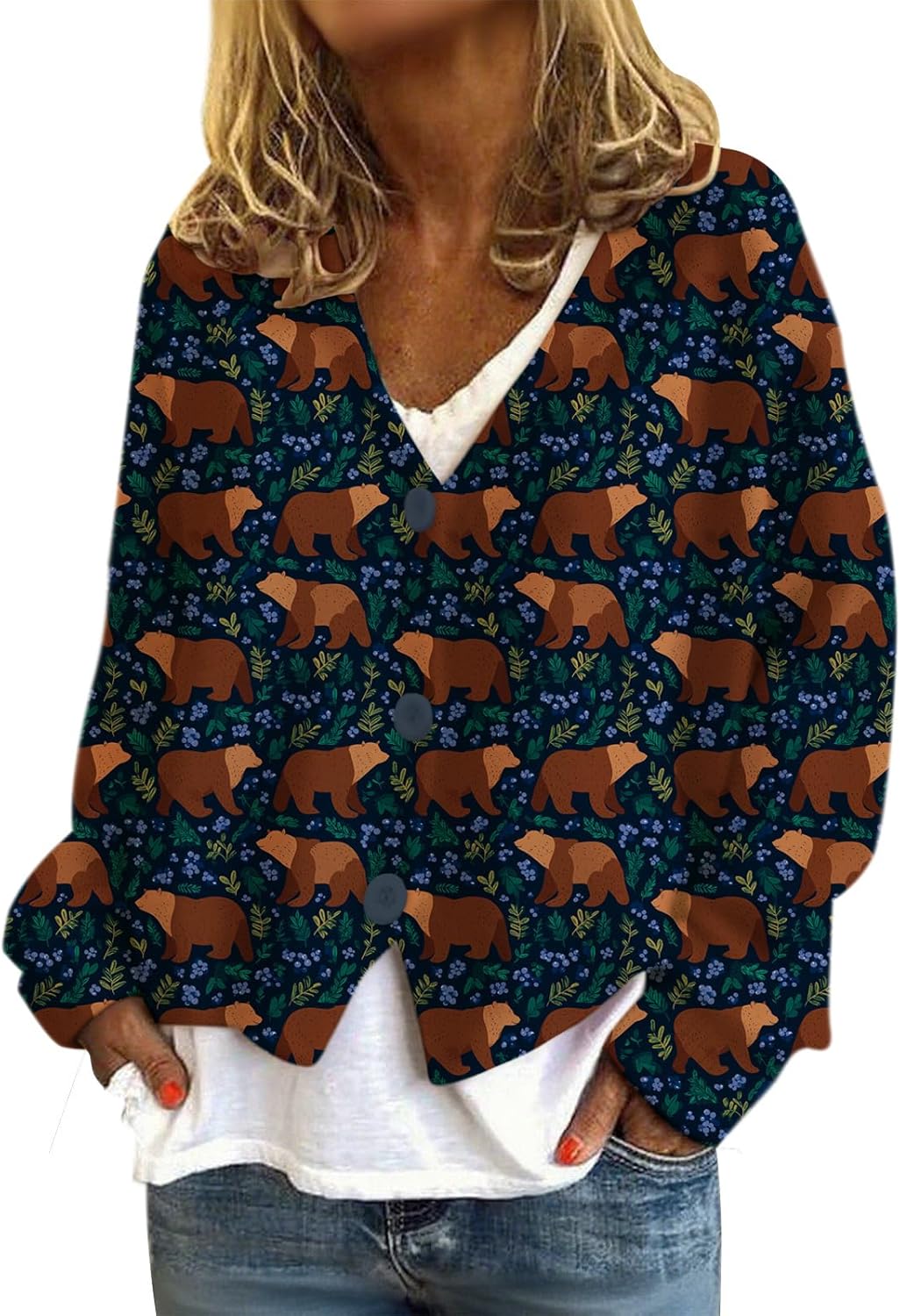 Cardigan Sweater for Women Button Down Long Sleeve Knitted Sweaters Vintage Open Front Cropped Outerwear