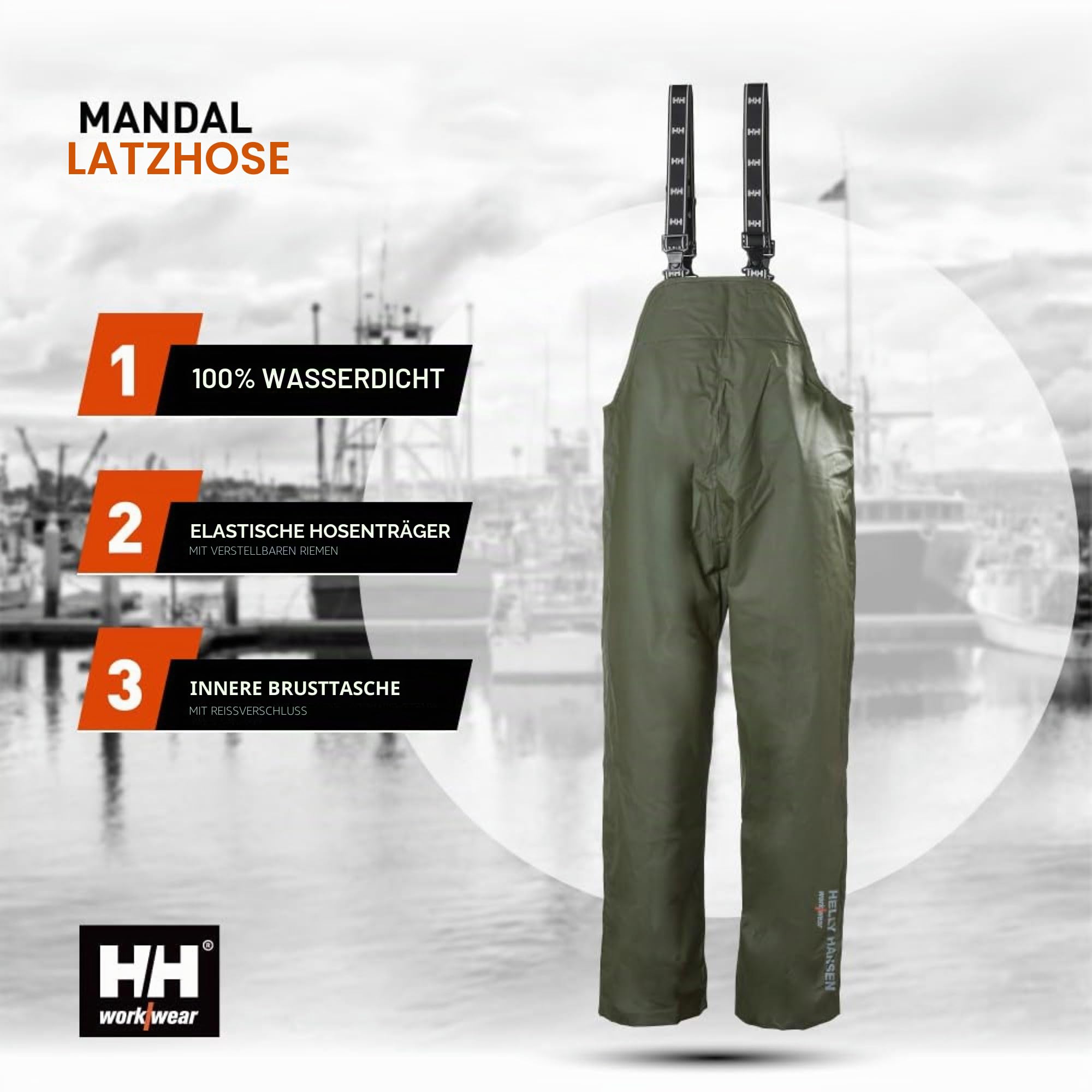 Helly-Hansen Herren Arbeitskleidung Mandal Angeln und Regen Trägerhose, 4XL, Grün