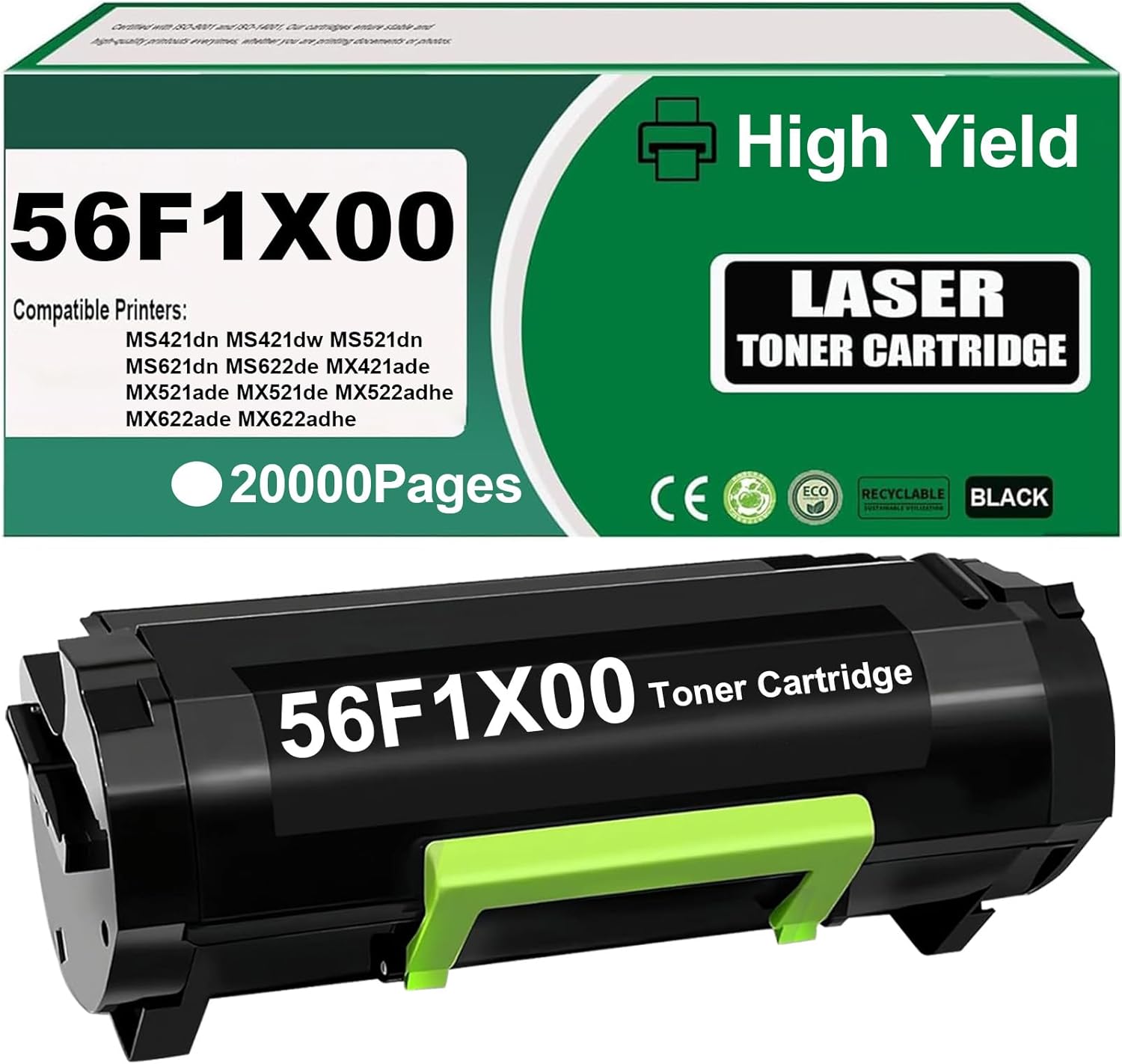 56F1X00 Extra High Yield Toner Cartridge Compatible for MS421 MS521 MS621 MS622 MX421 MX521 MX522 MX622 Printers (1 Black)