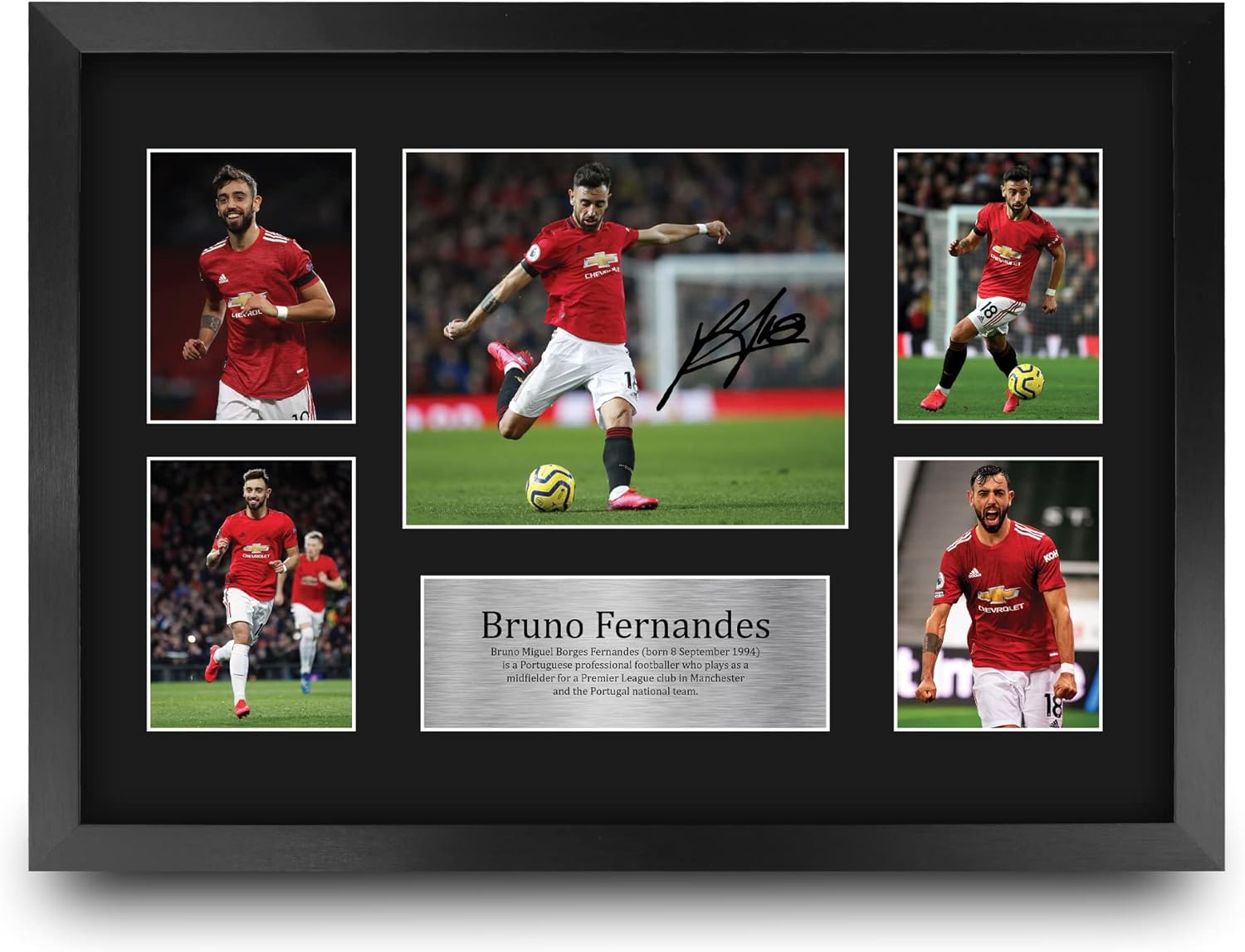 HWC Trading FR Bruno Fernandes Gifts Printafdruk Op Handtekeningen Fans En Supporters - A4 Framed