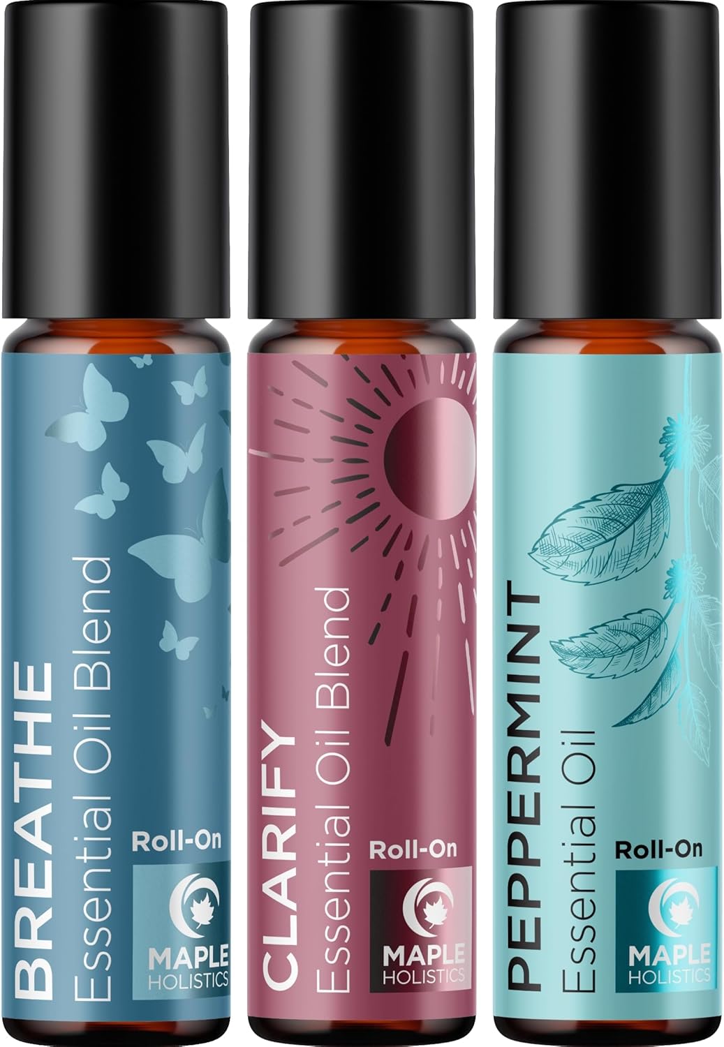 Headache Roll on Essential Oils – Aromatherapy Essential Oils Sets Variety Pack with Peppermint Clarify and Breathe Essential Oil Roll Ons – Fun & Cute Wellness Gift for Young Women Teens & Girls