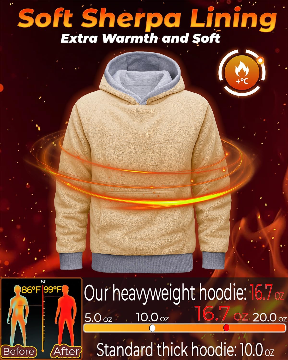 Boladeci Men's Sherpa Lined Hoodie Sweatshirts Heavy Fleece Cotton for Winter Cold Weather - Image 2