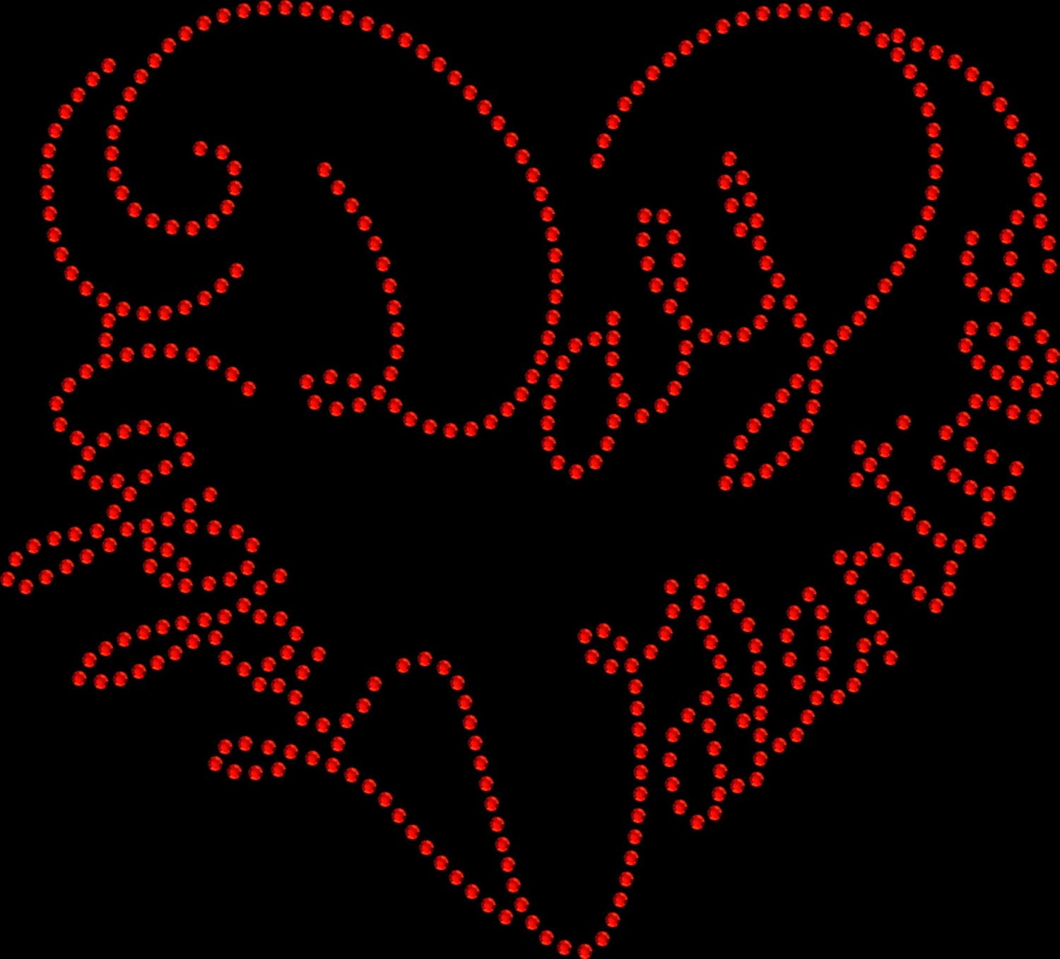Rhinestone Bling Sparkle Iron On Transfer DIY Happy Valentines Day Heart Red