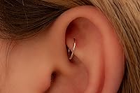 Vista 61 de Gold Hoop Earrings Silver Hoop Earrings - Hoop Earrings For Women Two Pcs Of Thin Gold Filled Sterling Silver Hoops, Helix Hoop, Tragus Ring