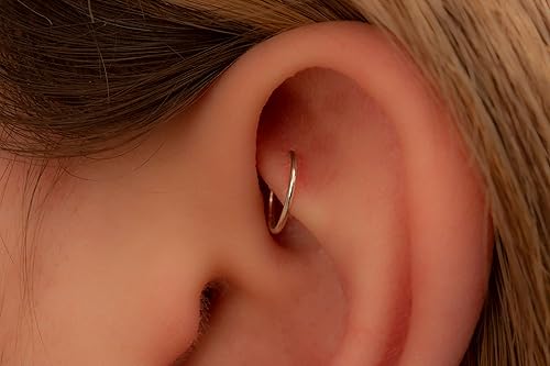 Miniatura 61 de Gold Hoop Earrings Silver Hoop Earrings - Hoop Earrings For Women Two Pcs Of Thin Gold Filled Sterling Silver Hoops, Helix Hoop, Tragus Ring