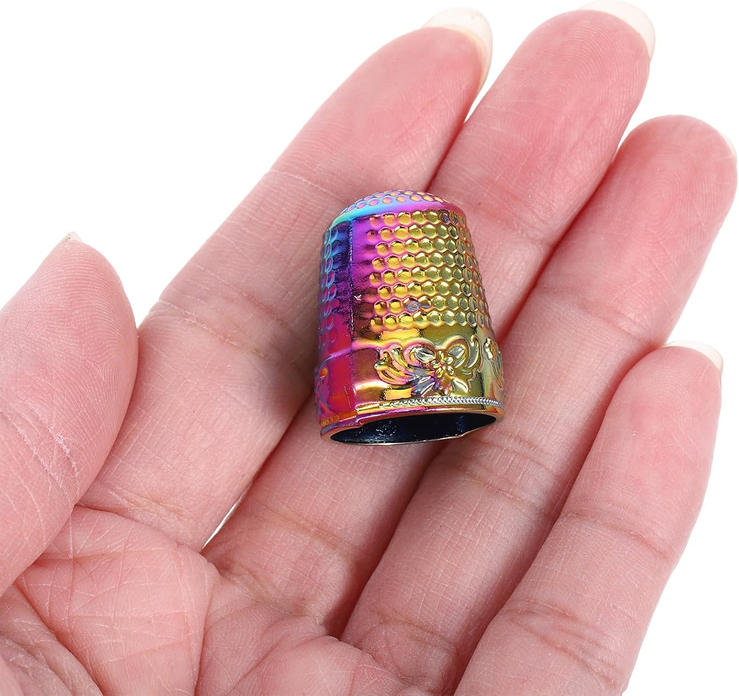 Zerodeko 4pcs Sewing Thimbles Metal Finger Protectors Hand Quilting Supplies Adjustable Copper Thimble Set for Needlework and DIY Crafts