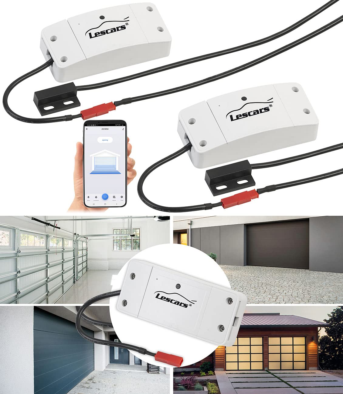 Lescars Garagentoröffner WLAN: 2er-Set WLAN-Garagentor-Steuerung mit App, Timer- & Countdown-Funktion (WLAN Garagentoröffner nachrüsten, WLAN-Taster Garagentor, Funkfernbedienung)