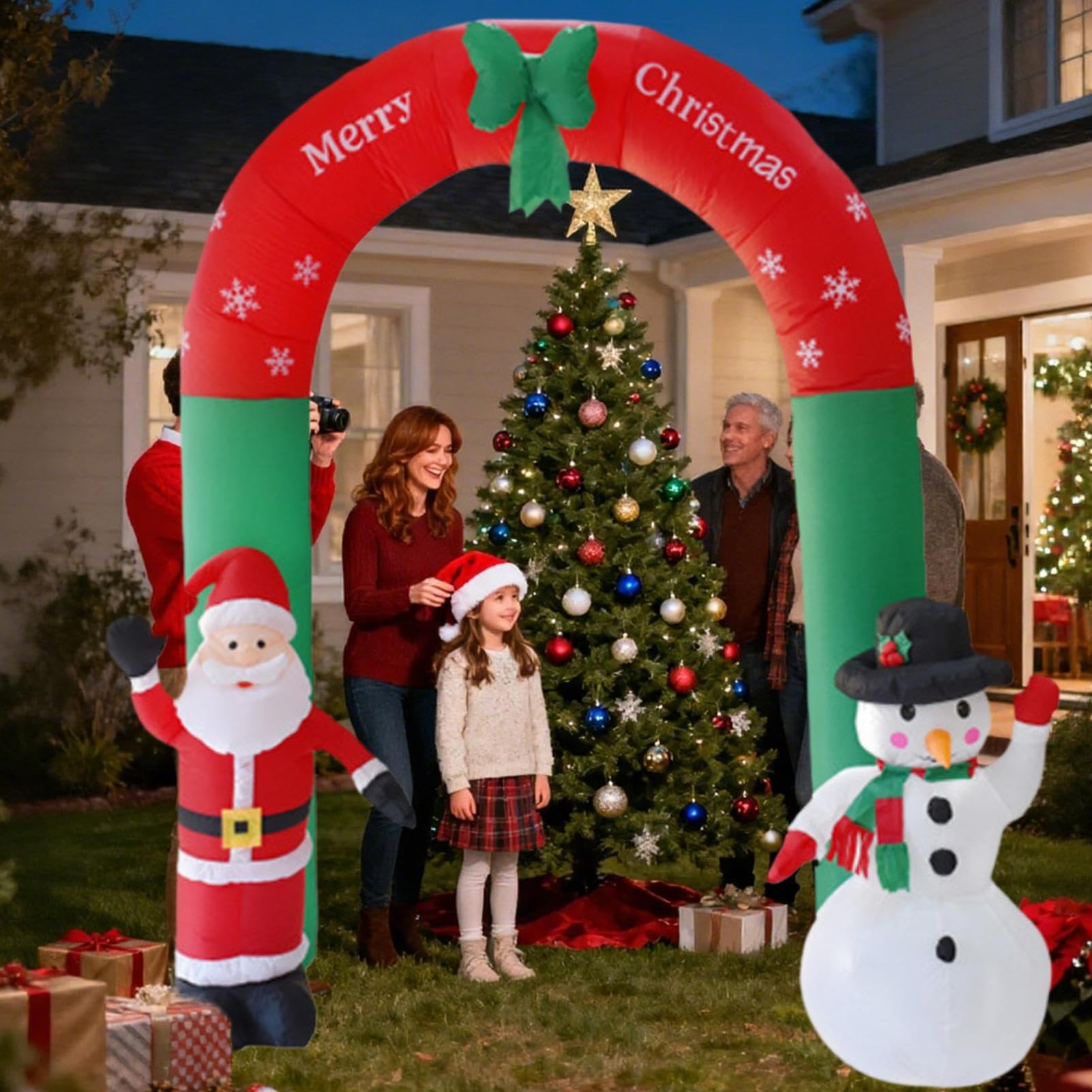 de Navidad Muñeco De Nieve LED Hinchable De 2.4 Metros para Decoración De