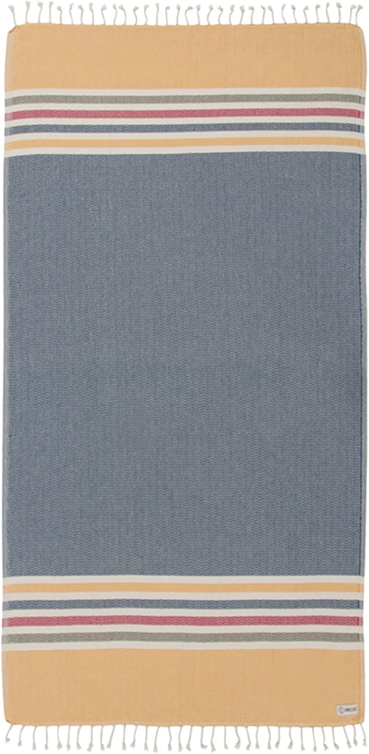 Sand Cloud Beach Towel - Sand Free - 100% Organic Turkish Cotton Yarn - Quick Dry Towel for Beach, Picnic, Blanket or Bath - As Seen on Shark Tank - Chains Blue