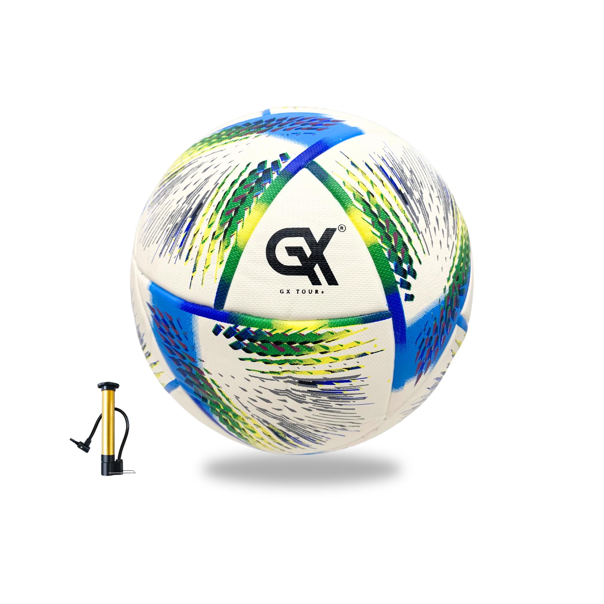 PU Fußball Größe 5 Thermo Bonded Seamless World Cup Edition Blau/Gelb/Grün