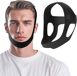 Anti Snore Chin Strap for CPAP Users, Anti Snoring Devices, Black, M | Adjustable Snore Stopper, Breathable and Reusable Chin Strap for Sleeping, Comfortable Snoring Solution