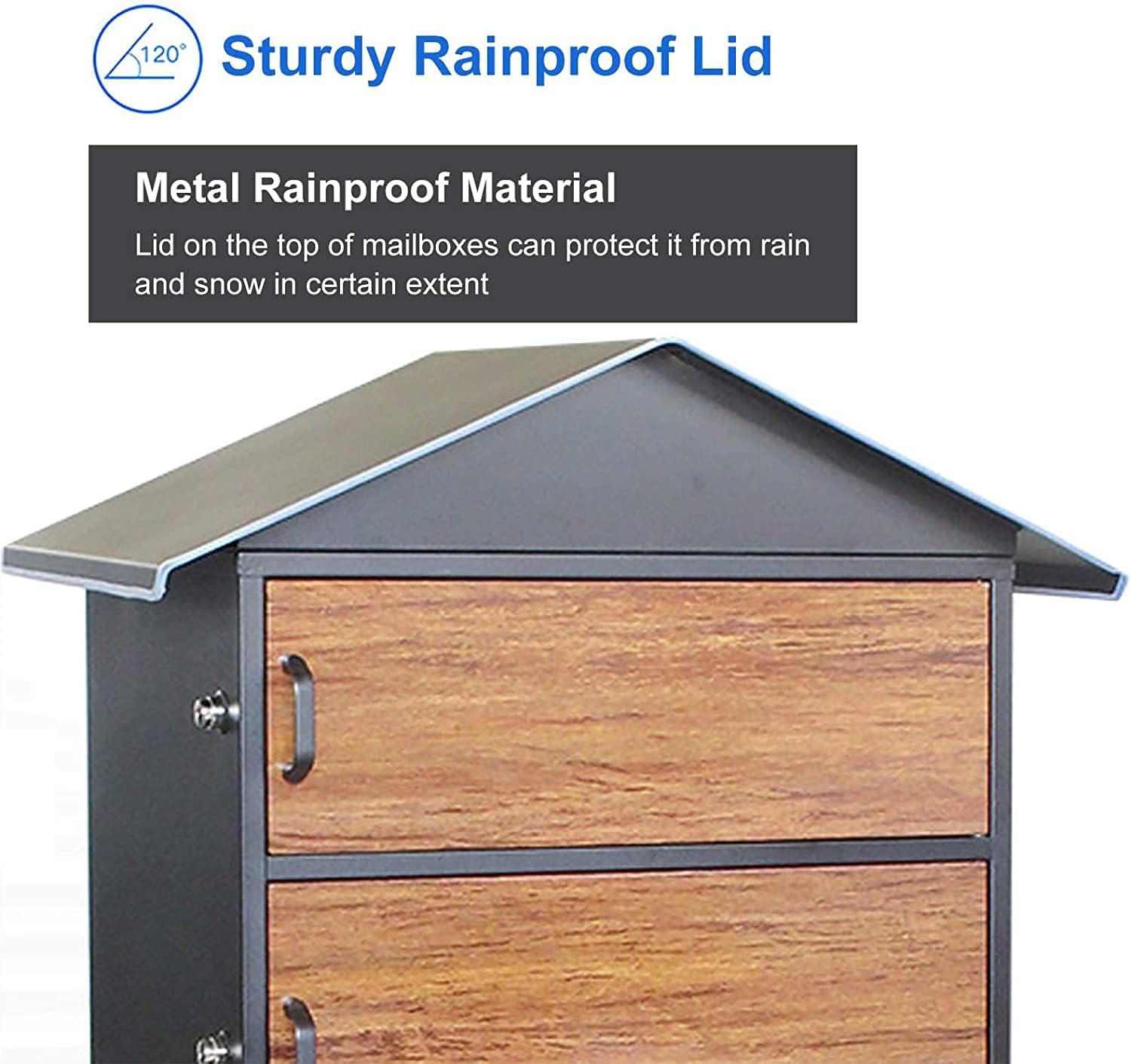 Suggestion Box Business Drop Boxes Donation Box Extra Large Lockable Mailbox, Metal Freestanding Floor Parcel Drop Box, Modern Outside Front Door Package Post Boxes, Brown Wood Grain Finish