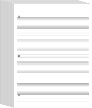 Fullhawl Loose Leaf Music Filler Manuscript Paper 8.5"x11" with 12 Staves of Music Lines 100 Sheets 3 Hole Blank Manuscript Staff Paper for Compositions