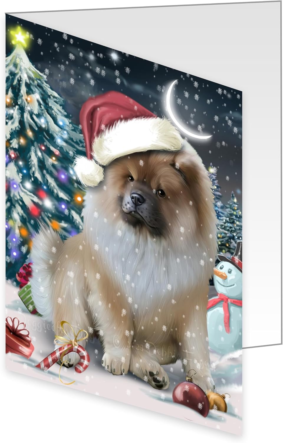 Doggie of the Day Holly Jolly Holidays Chow Chow Dog Note Cards - Adorable Pets Invitation Cards with Envelopes - Pet Artwork Christmas Note Cards GCD265 (10 Greeting Cards)