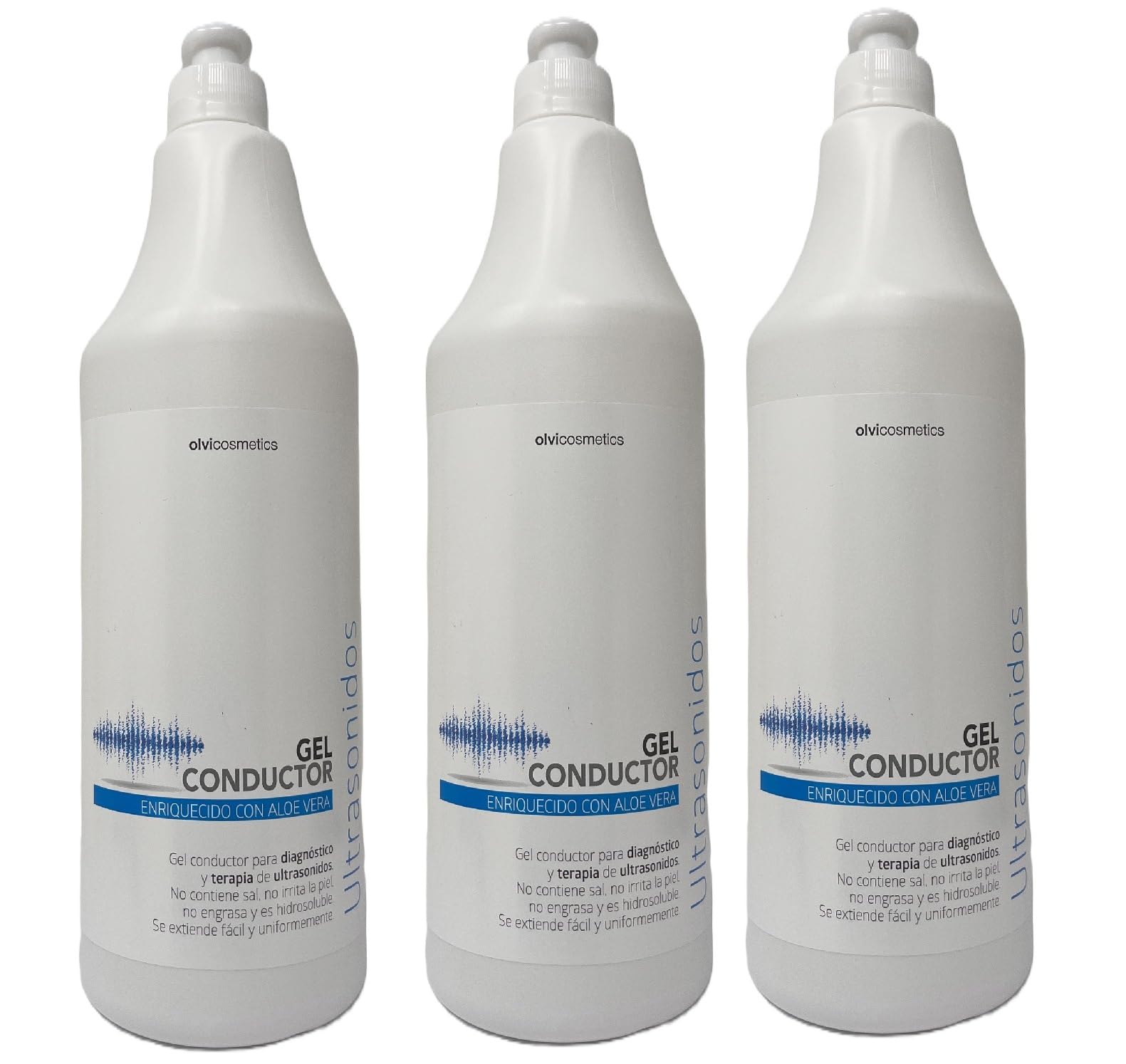 Gel Conductor Profesional con aloe vera 1000 ml Pack 3 botellas 1 litro