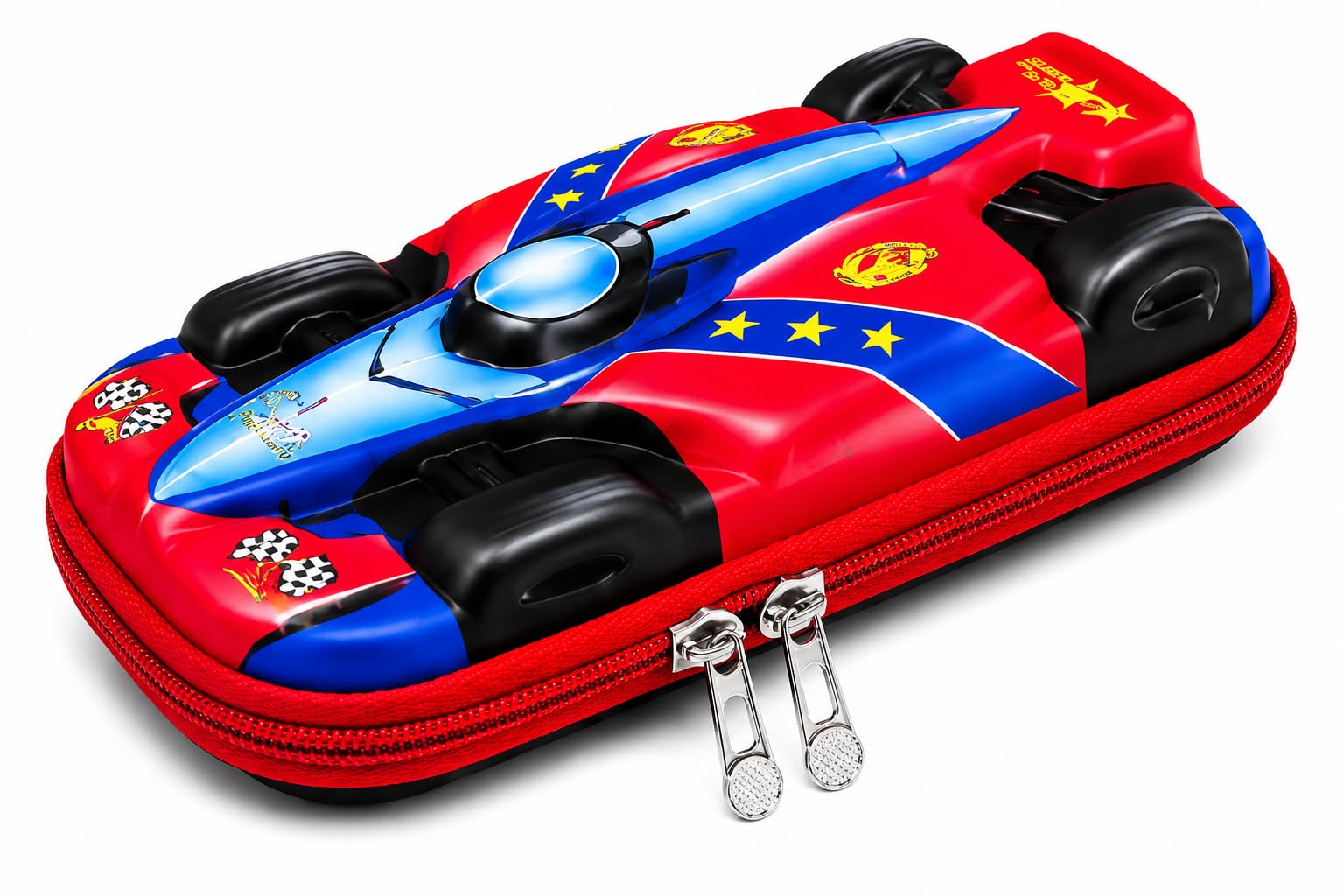 3D Race Car EVA Pencil Pouch for Kids | Hard Shell Pencil Case | Large Capacity Stationery Organizer | Durable, Lightweight & Water-Resistant School Pencil Box for Boys & Girls (RED)-image-13