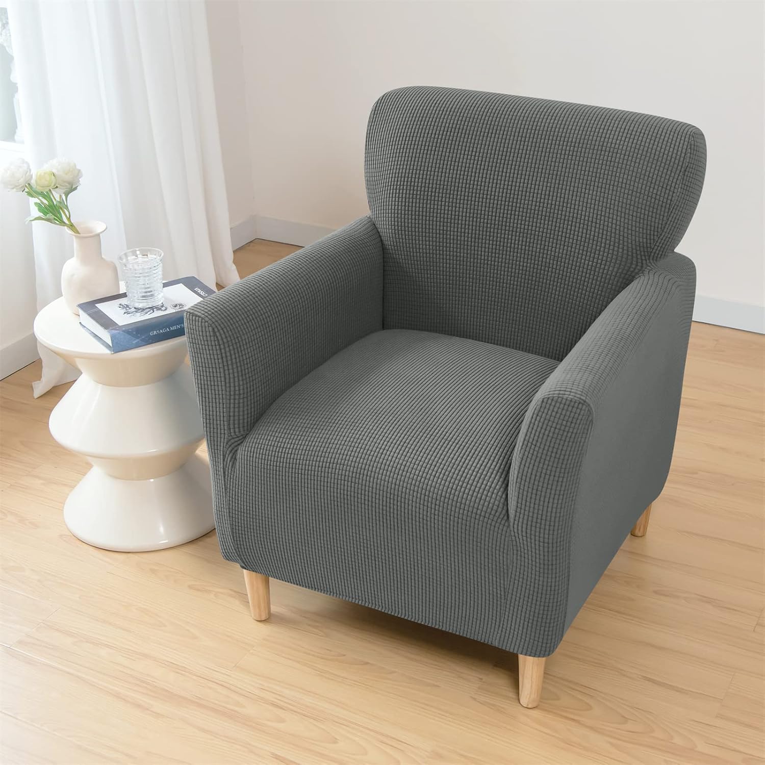 Stretch Armchair Cover Sofa Slipcover, Removable Chair Cover Replacement Couch Furniture Protector for Living Room (Dark Grey)