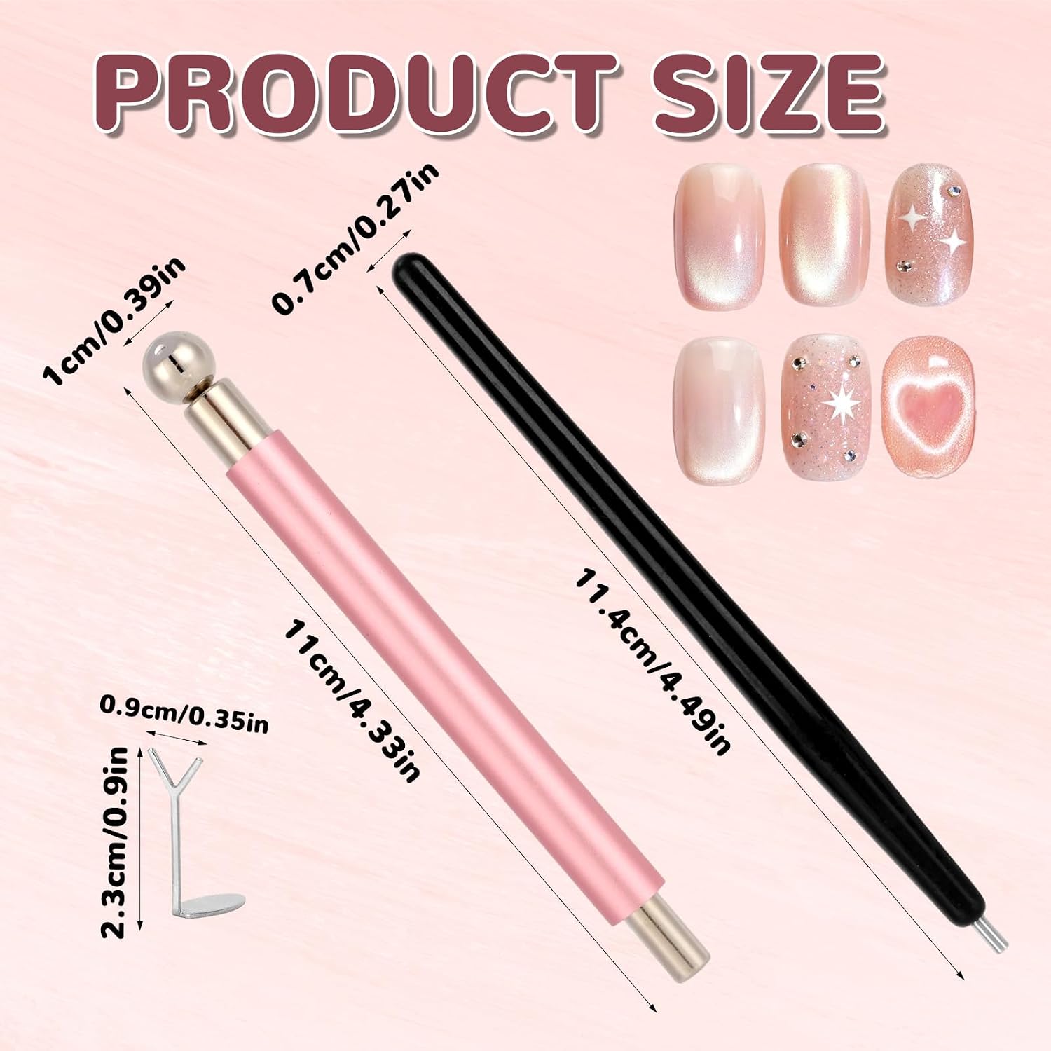 4pcs Cat Eye Nail Magnet Set, Multifunctional Nail Art Magnet Pen with Magnetic Guide Tool for DIY Cateye Gel Nails Polish Design Accessories at Home and Salon Use, Beginner-Friendly