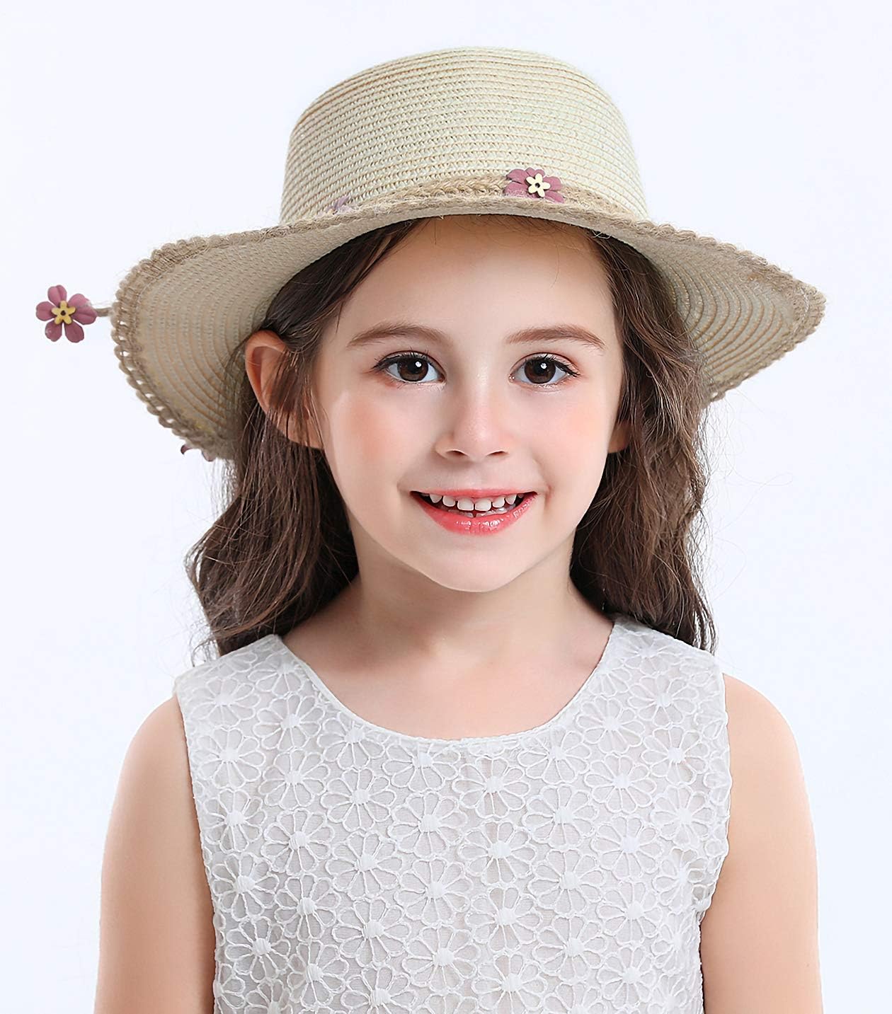 Bienvenu Kid Girl Straw Wide Brim Hat Summer Beach Hat Sun Protection