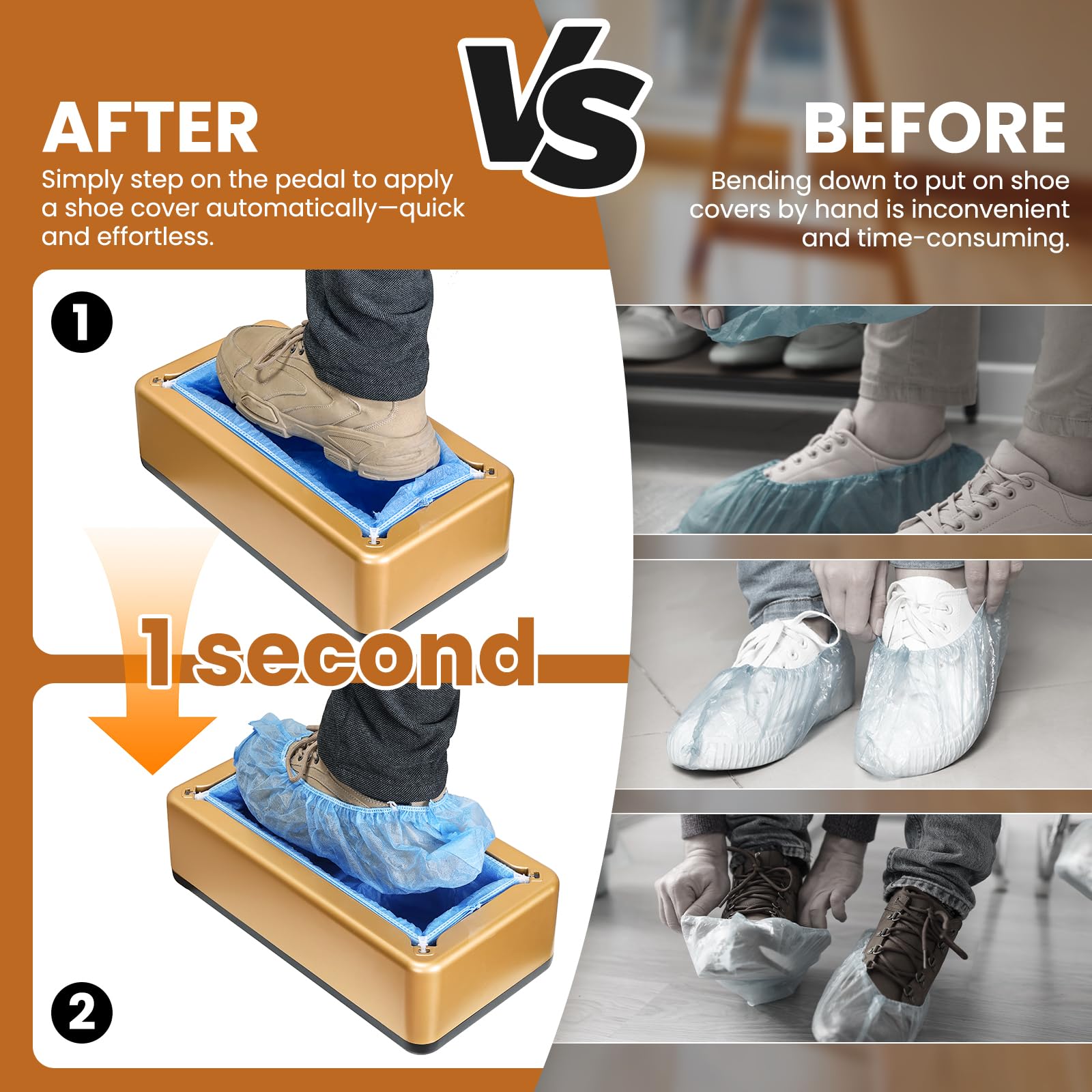 Distributeur automatique de couvre-chaussures avec 100 couvre-chaussures non tissés, design mains libres pour la maison, le bureau et le laboratoire, machine argentée durable pour garder les