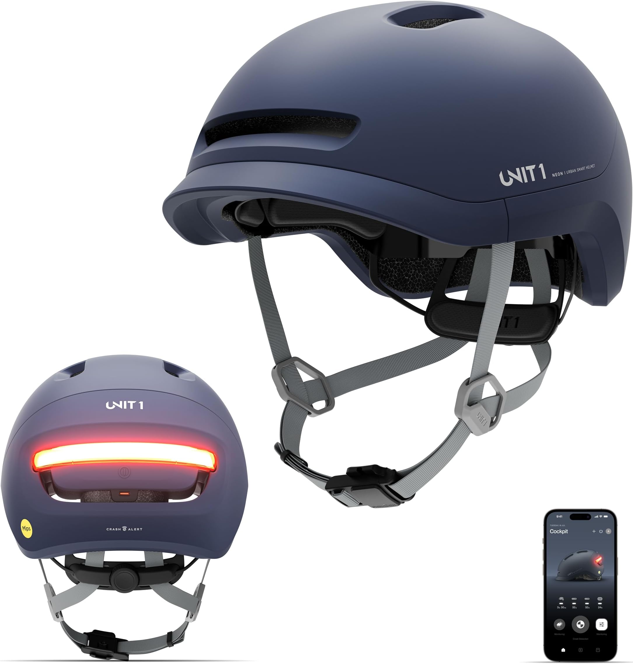 – NEON Smart E-Bike Helmet with MIPS & Rear LED Light | Crash Alert, Brake Lights & Magnetic Buckle | NTA-8776, CPSC & EN1078 Certified