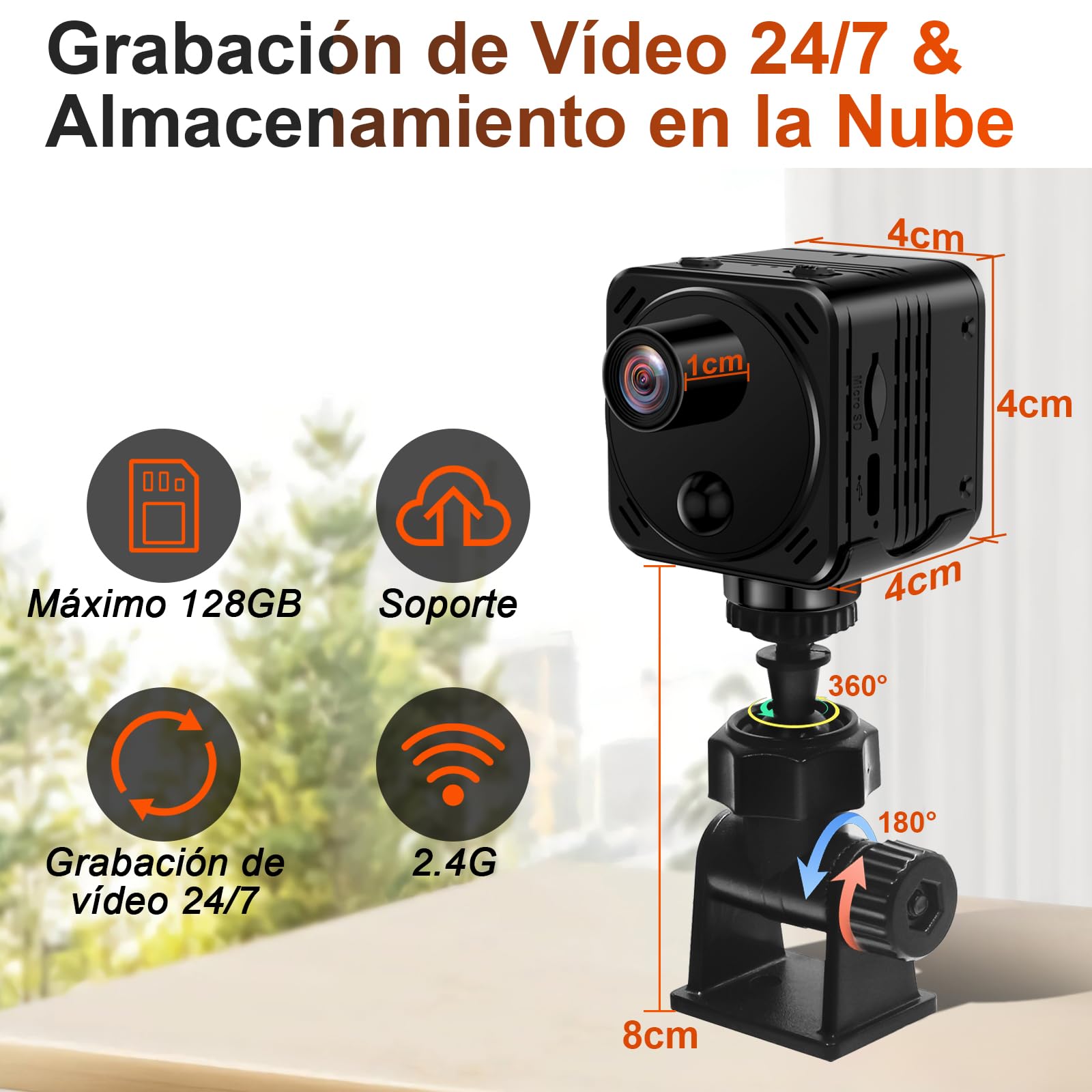 CYI Camara Espia Oculta 2.4G, Microcamaras Espias Camufladas HD1080P, Mini Camara Vigilancia WiFi Interior con PIR, Visión Nocturna Spy CAM al Menos 15 Horas, para el hogar, la Oficina, etc.