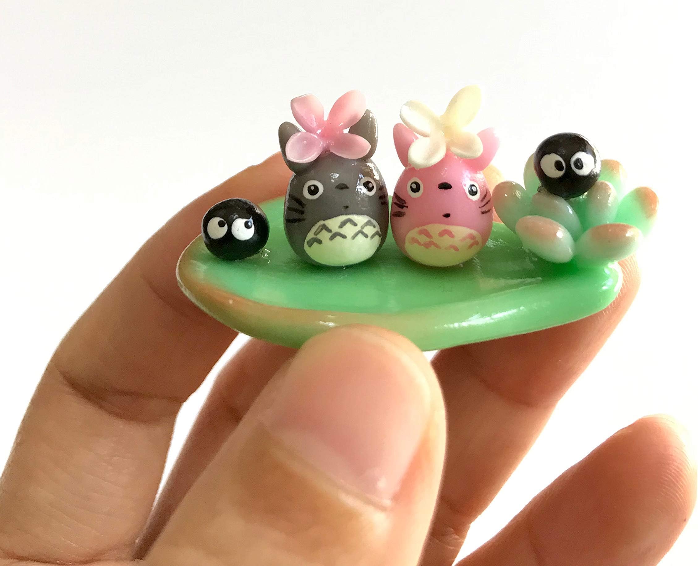 Cute Art CNX Smallest Miniature My Neighbor Totoro Dolls Figurines with Soot Sprite Figure Clay Japanese Miyazaki Anime Studio Ghibli Toy (Totoro Lover)