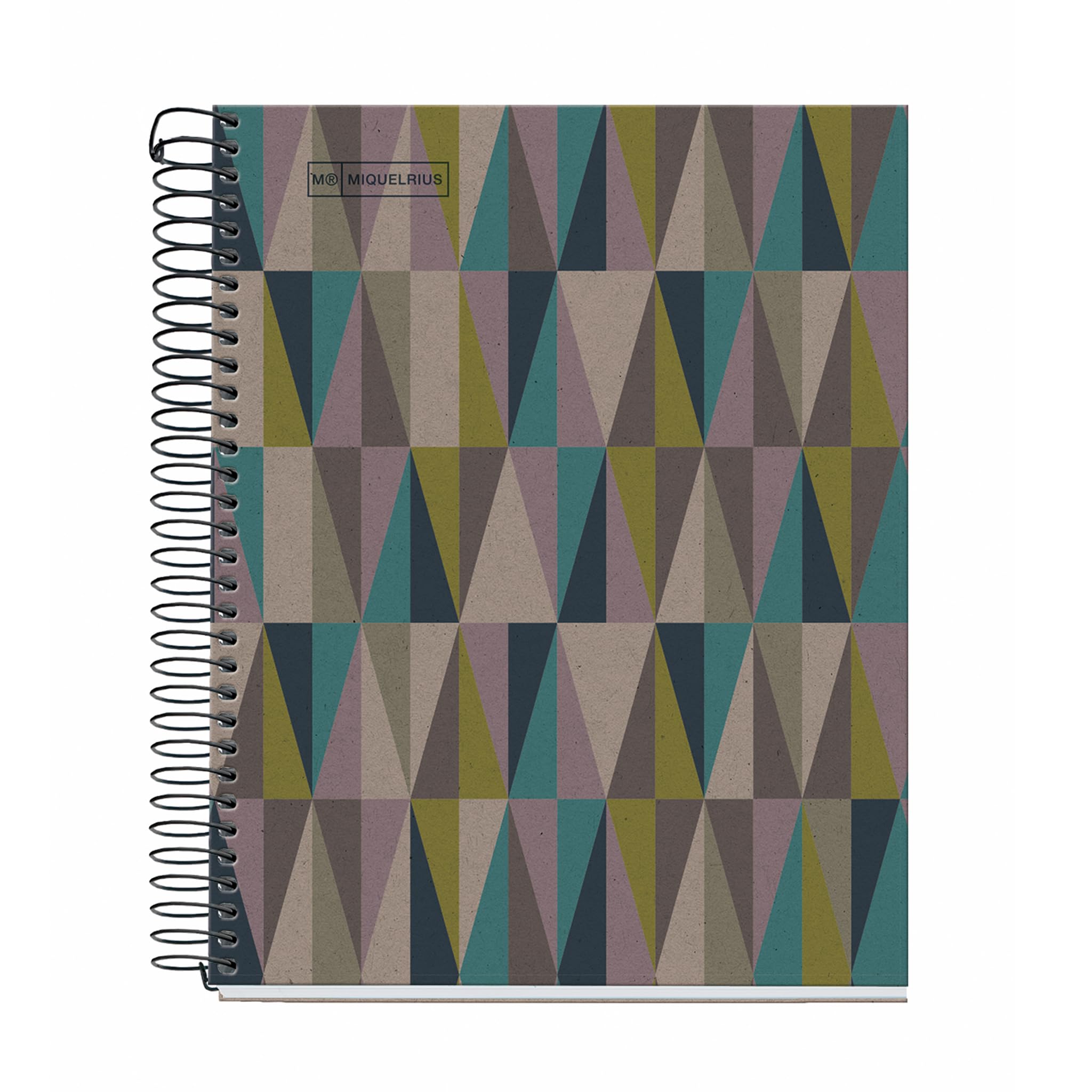 Miquelrius - A5 notebook, 7 mm ruled notebook, 100% recycled paper notebook 80 g/m², recycled notebook with 80 sheets of one color, spiral, ruled notebook, Eco Rhombus