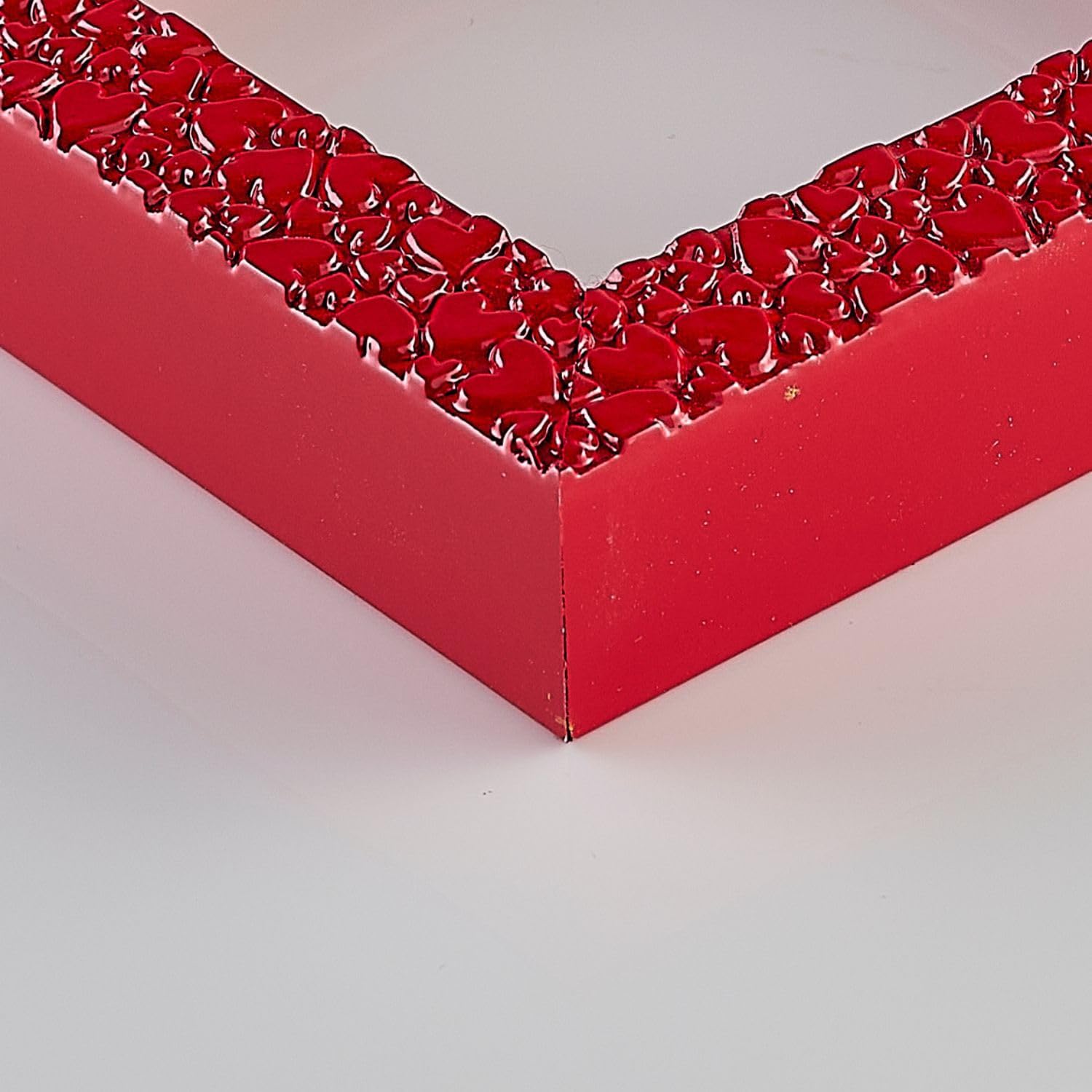 artemisia cornici – Cornice Artigianale Set 2 13x13 cm in Legno Laccato Rosso con Frontale Acrilico, Fantasia Cuoricini, Idea Regalo per San Valentino, Uso da Parete o da Appoggio, Made in Italy