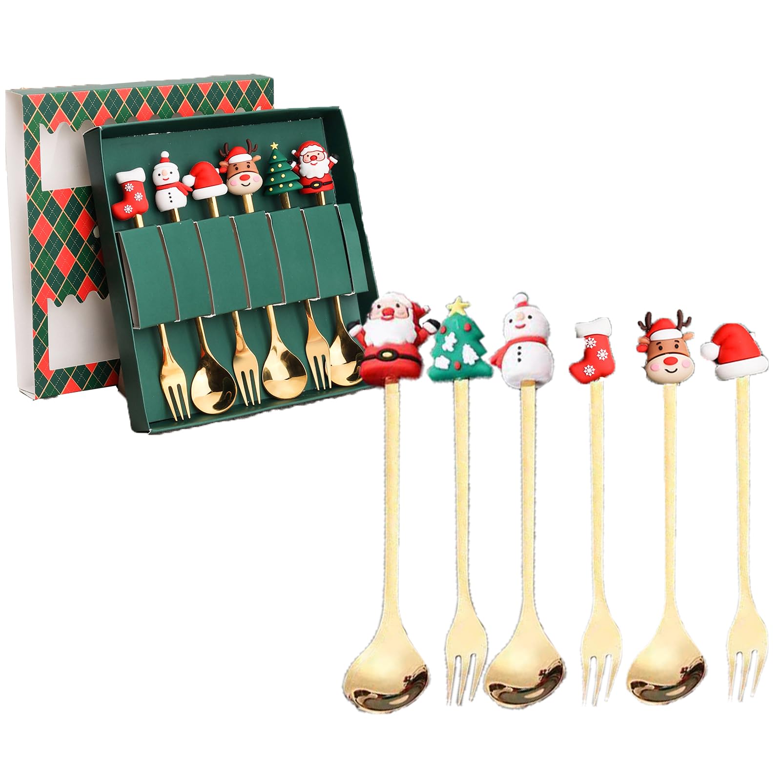 Posate Di Natale Set Cucina Natalizio Set 12 In Acciaio Inox - Cucchiai