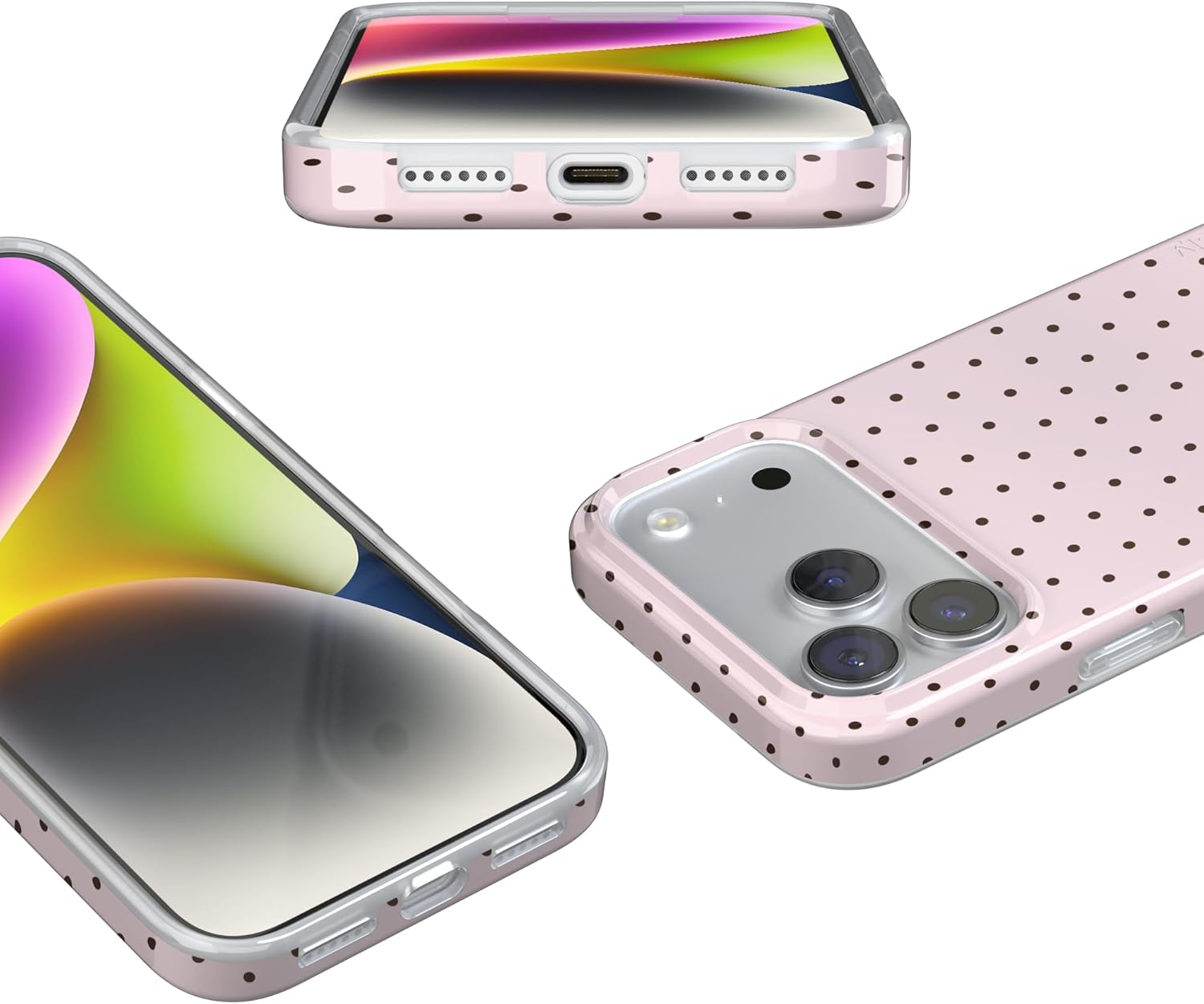 Casely iPhone 17 Pro Case | On the Dot | Pink & Brown Polka Dot | Compatible with MagSafe | Classic Ultra Slim Design