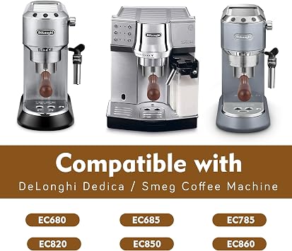 Espresso Bottomless Portafilter 51mm, 51mm Bottomless Portafilter Compatible with DeLonghi Dedica EC680/EC685/EC785/EC820/EC850/EC860 Smeg Coffee Machine(Excluding Upper Filter)
