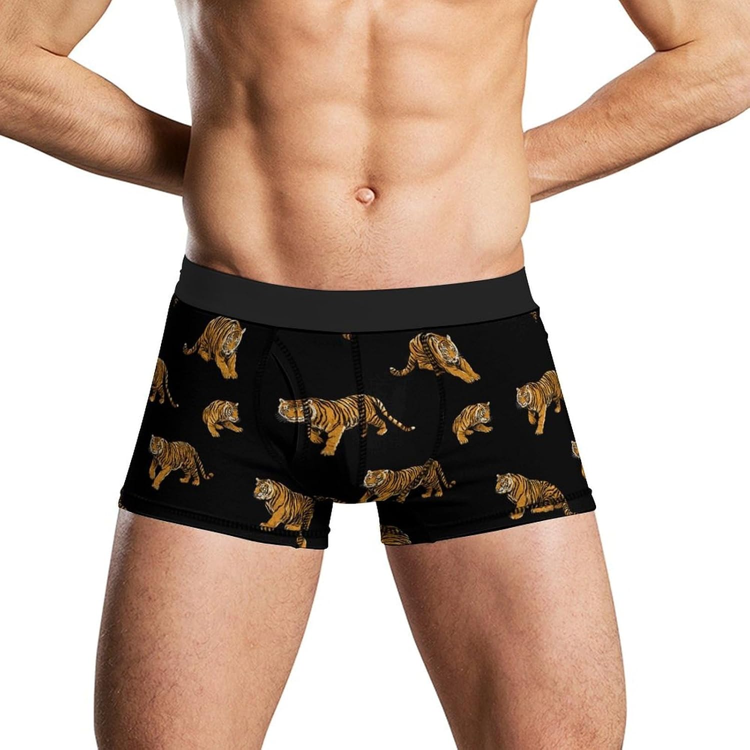 Tiger Pattern Novelty Men's Boxer Briefs Soft Breathable Underpants Trunks Stretch Underwear