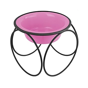 Platinum Pets Single Olympic Diner Feeder with Stainless Steel Dog Bowl, 3.5 Cup/28 oz, Cotton Candy Pink