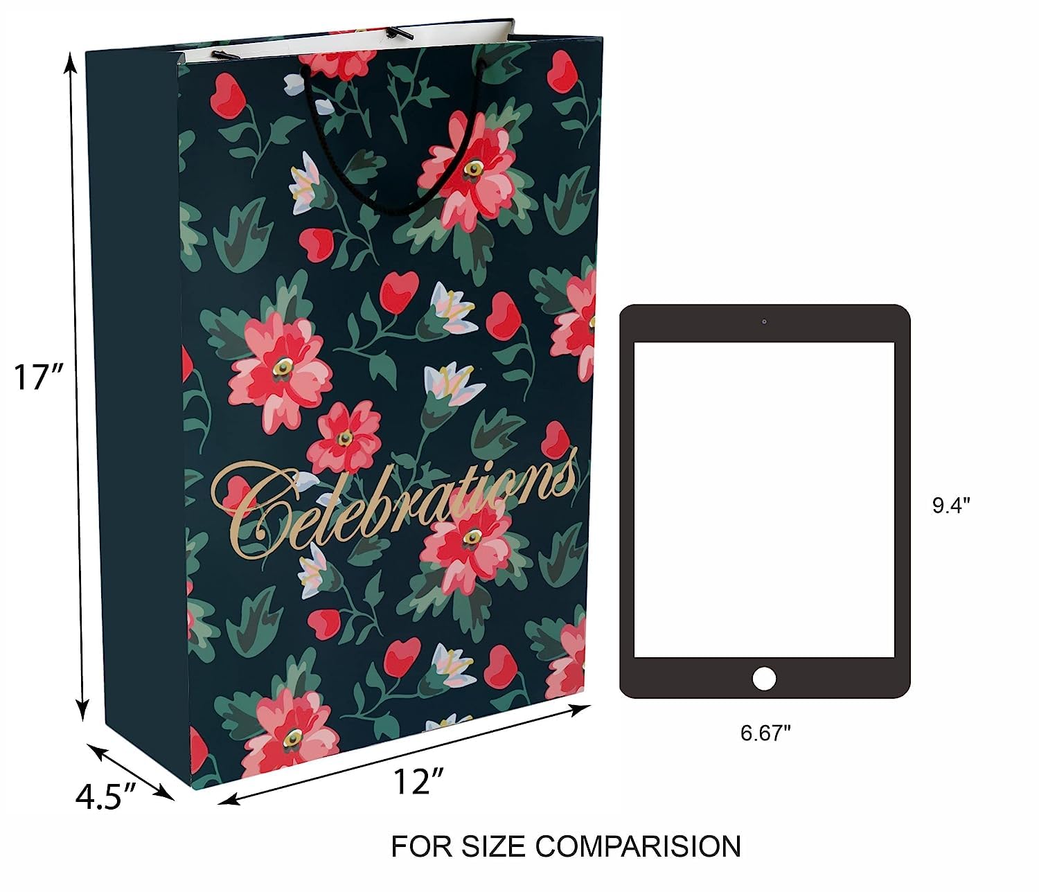 FONSIE Celebrations Jumbo opakowanie 5 szt. papierowych torebek na prezent, na powrót, baby shower, ślub, urodziny, prezenty festiwalowe, uniwersalna (43 x 30 x 11 cm) torba