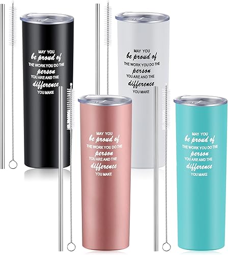 Rtteri 4 piezas de regalos de agradecimiento para empleados, regalos de agradecimiento a granel para compañeros de trabajo, vaso motivacional