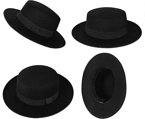 Miniatura 5 de Sombrero de fieltro de ala ancha para mujer, sombrero clásico para tartas de cerdo
