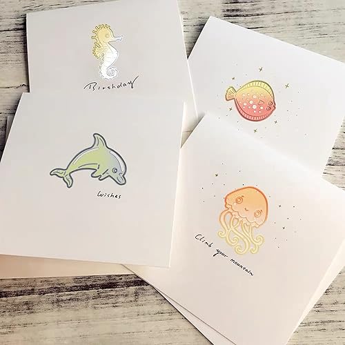 Miniatura 7 de Xijuer 15 piezas de troqueles de metal de animales del océano, plantillas troqueladas para manualidades, plantillas de molde de relieve, plantillas