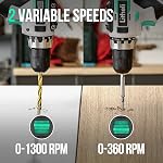 Litheli perceuse visseuse sans fil, perceuse sans fil 20V Max, mandrin sans clé 3/8 po, 18+1 réglages de couple, vitesse variable, batterie 2,0 Ah et chargeur rapide 1 heure inclus