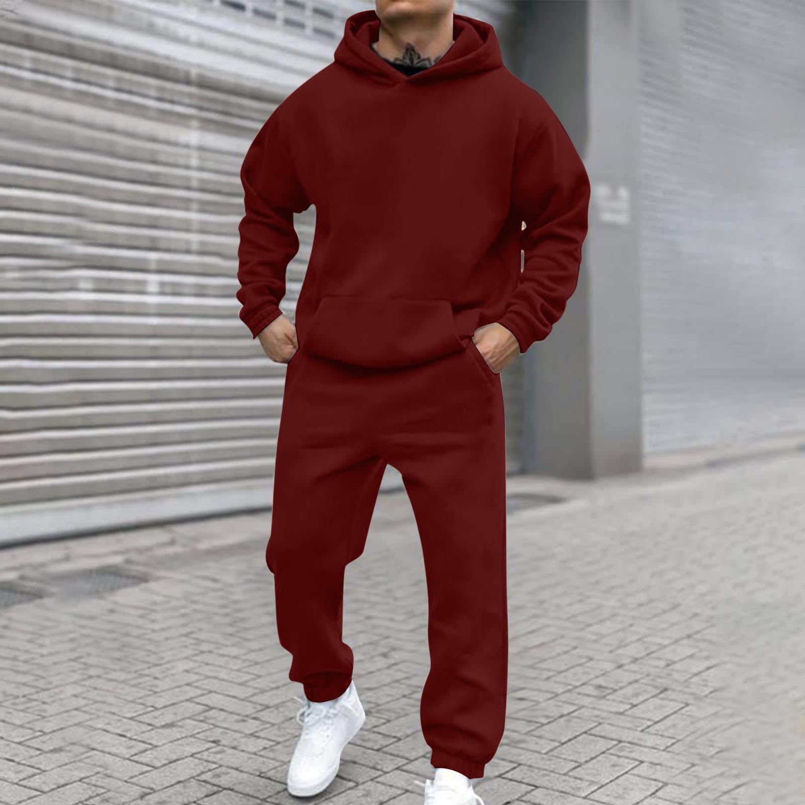 Tute Uomo Completa Invernale Tuta da Ginnastica da Uomo Tuta Completo con Cappuccio Felpata Felpa Sportiva e Pantaloni Completo Elegante Casual Classic Palestra Invernale da Casa