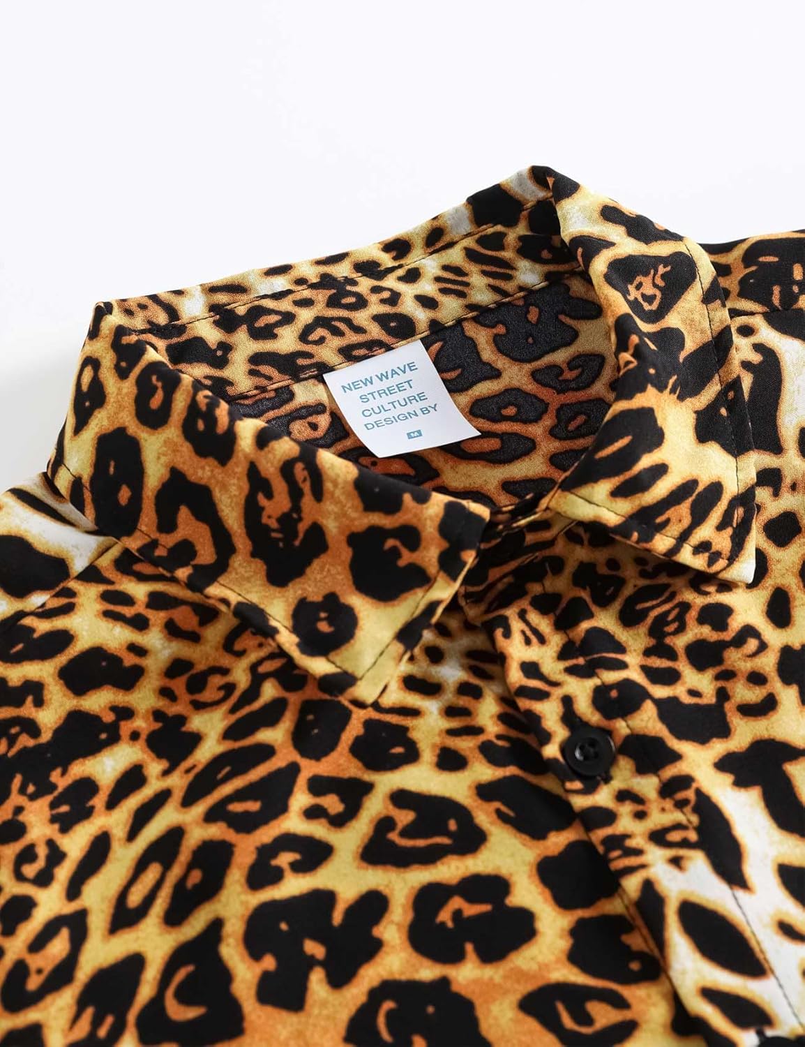 Men's Leopard Print Shirt Summer Short Sleeve Cheetah Animal Print Hawaiian Button-Down Shirts - Image 4