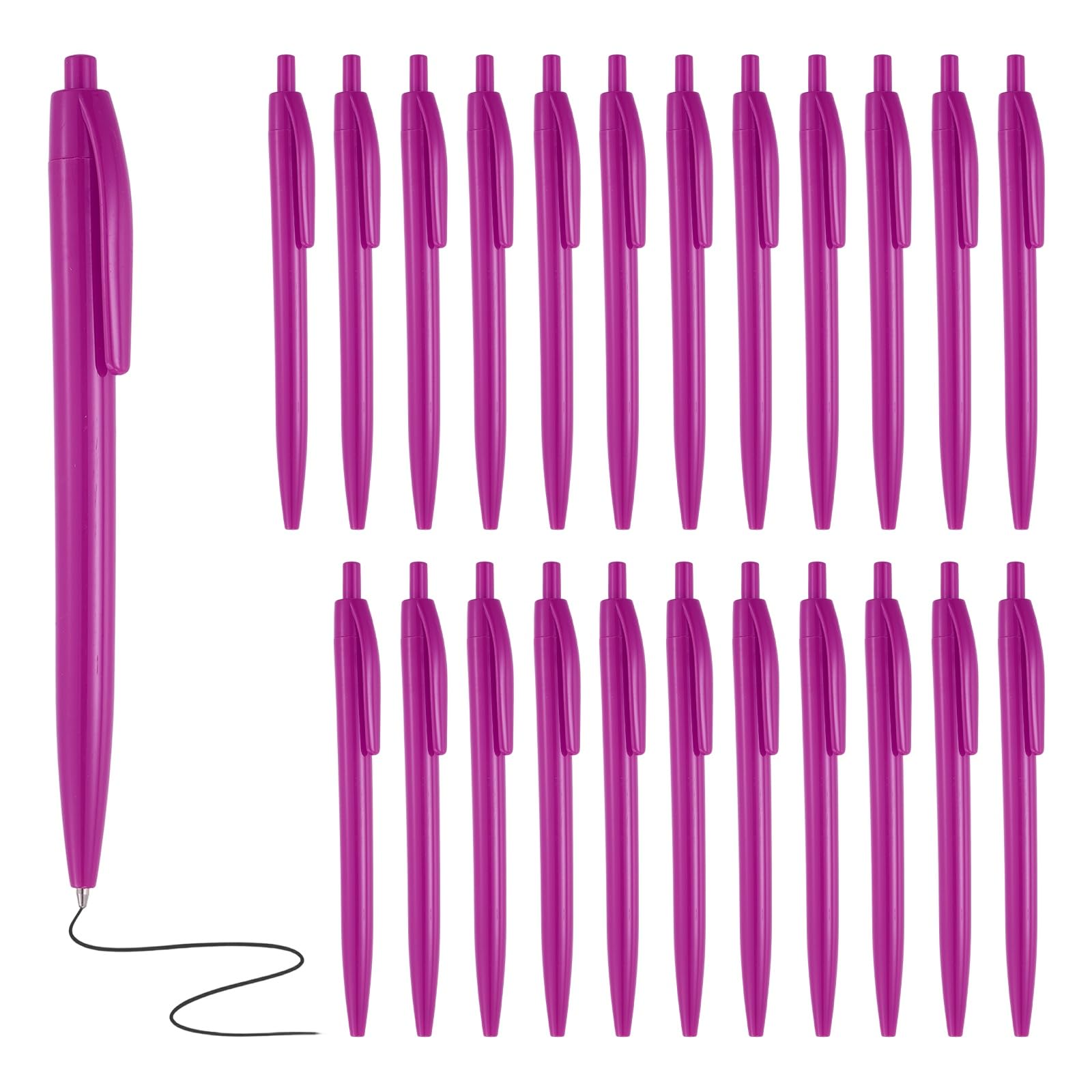 PATIKIL 24 Pcs BallPoint Pens, Retractable Black Ink Bulk Pens with Clip, 1.0mm Medium Point Smooth Writing Office Supplies for Signing, Writing, Classroom, Rose Red Casing