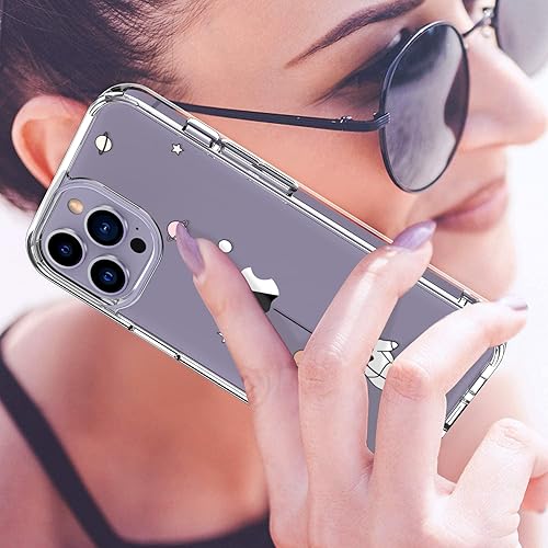 Miniatura 2 de LUHOURI Funda para iPhone 15 Pro Max con protector de pantalla, transparente de acrílico, diseños de moda para mujeres y niñas, funda protectora a